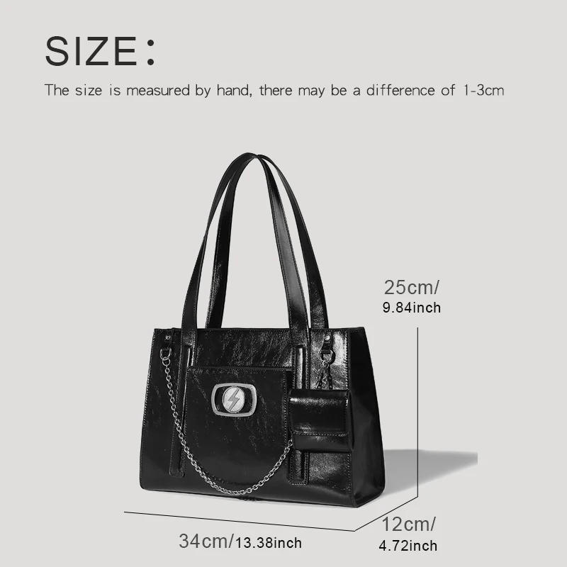 Casual Tote Bags For Women Luxury Designer Handbags And Purses 2023 New In Upscale PU Metal sheets Chain Decorate Shoulder Bag