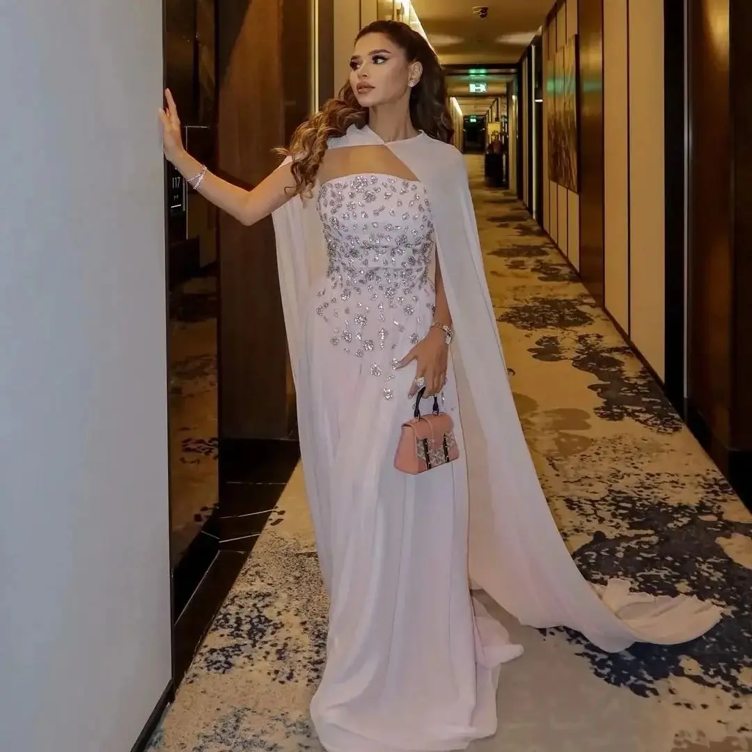 

Pink Chifon Maid of Honor Dress Prom Dresses Customized Evening Dresses Floor Length Formal Strapless Women Party Gowns Saudi