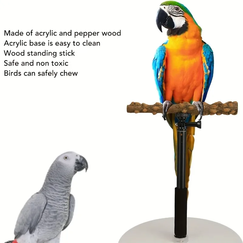 

Bird Stand Outdoor Activity Extendable Bird Cage Stand, Wood, Parrot Bird, with Scratch and Pepper Wood Branch for Bird Supplies