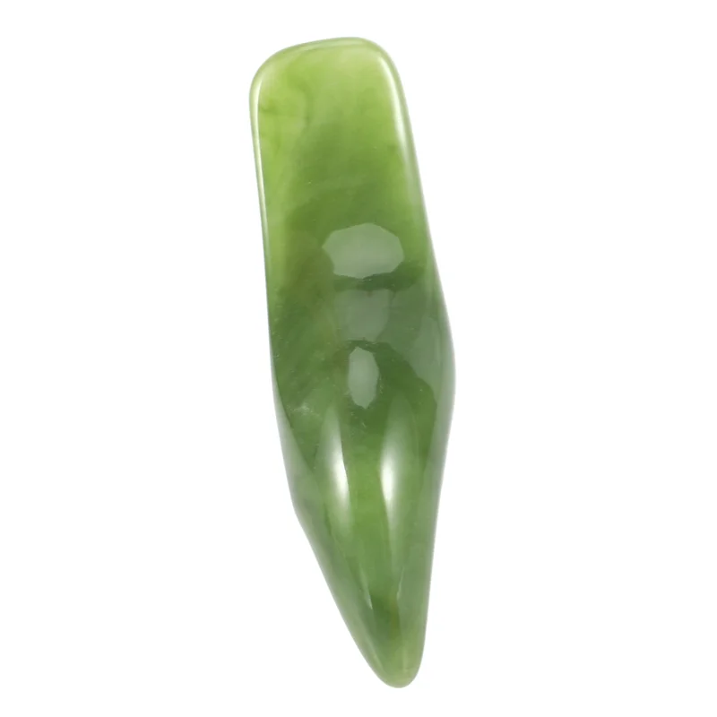 Beauty 4X Natural Green Beeswax Jade Face Gua Sha Triple-Cornered Massager Board Rod Body Foot Acupoint Stick Health Tool