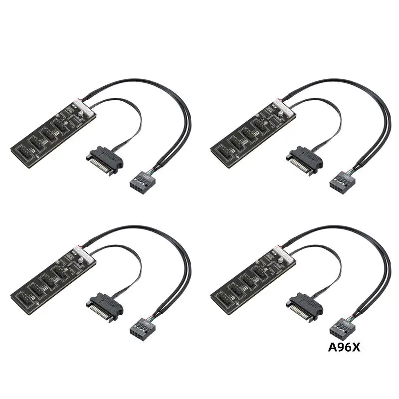 

4X 9Pin USB Header Splitter With SATA Power Cable, Internal USB Hub Extension USB 2.0 Splitter Connector For Motherboard