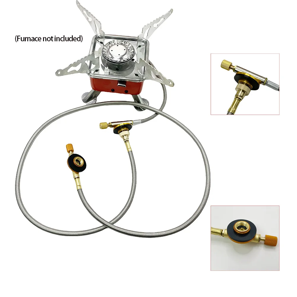 Outdoor Camping Stove Butane Adapter Split Stove Converter Connection Hose Gas Tanks Extension Tube Picnic Accessories Equipment