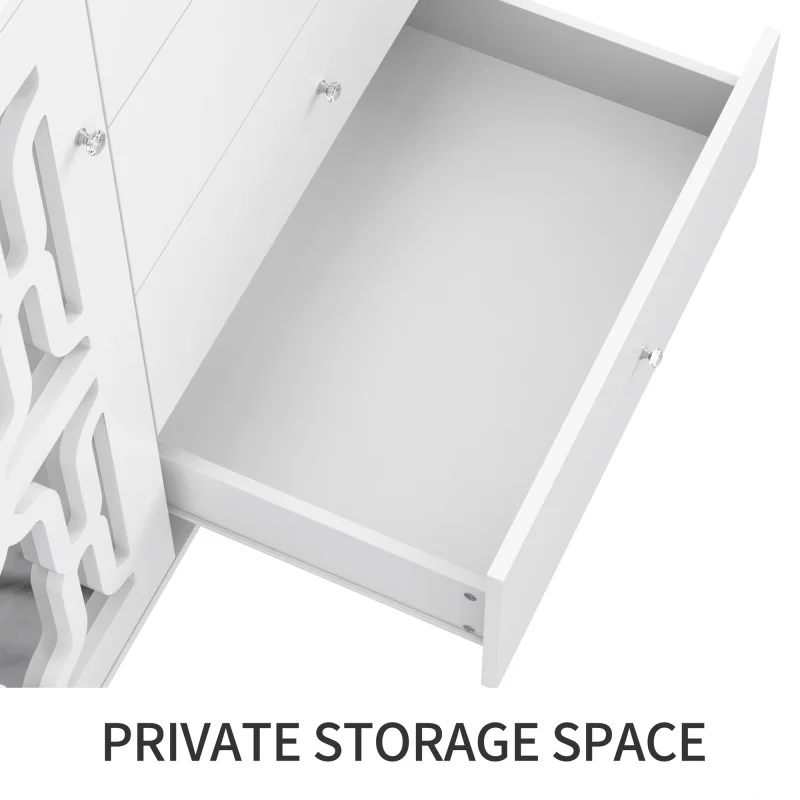 خزانة بيضاء عاكسة خزانة خزانة خزانة خزانة عرض موقف مع مقابض كريستال باردة لغرف المعيشة وغرفة الطعام 147.5x40x102 سم