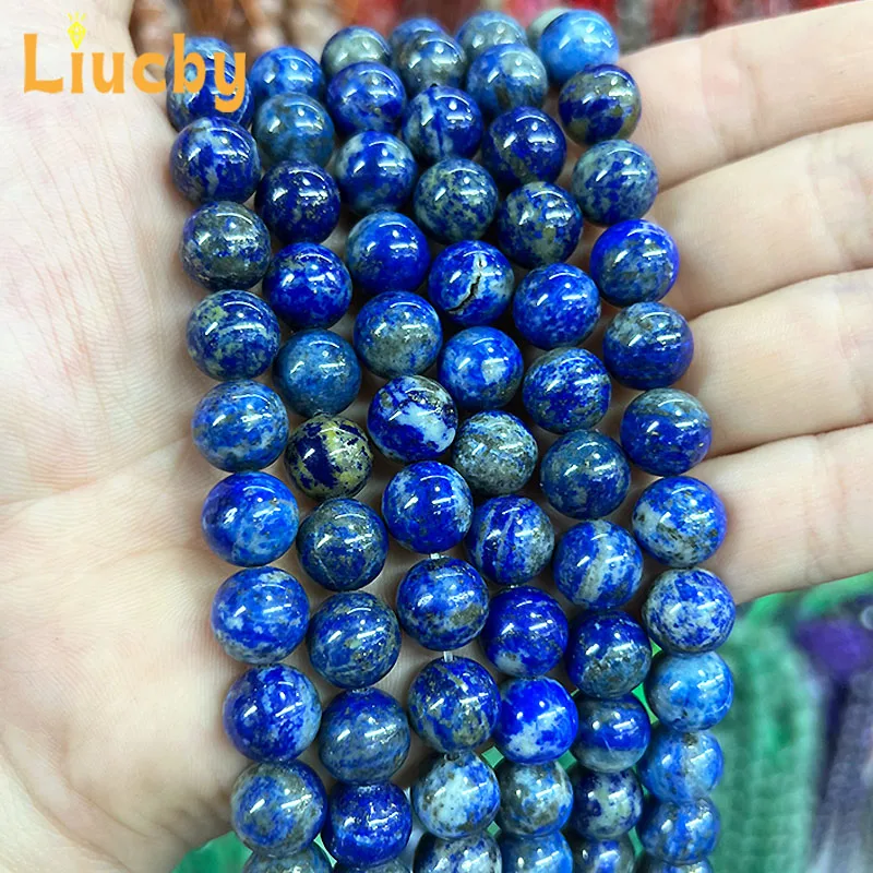 Natural Stone lapis lazuli Round beads for Jewelry Making DIY bright Accessories Bracelets decoration 15