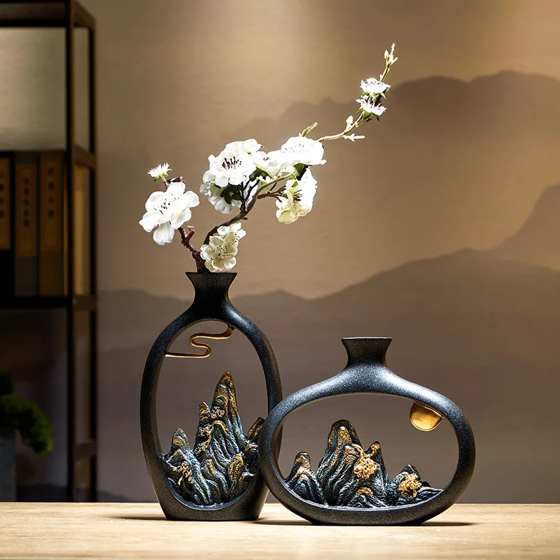 

New Chinese Vase Art Ornament, Office Cabinet Decoration, Entrance TV Wine Cabinet Decoration, Housewarming Gift Desk Decor