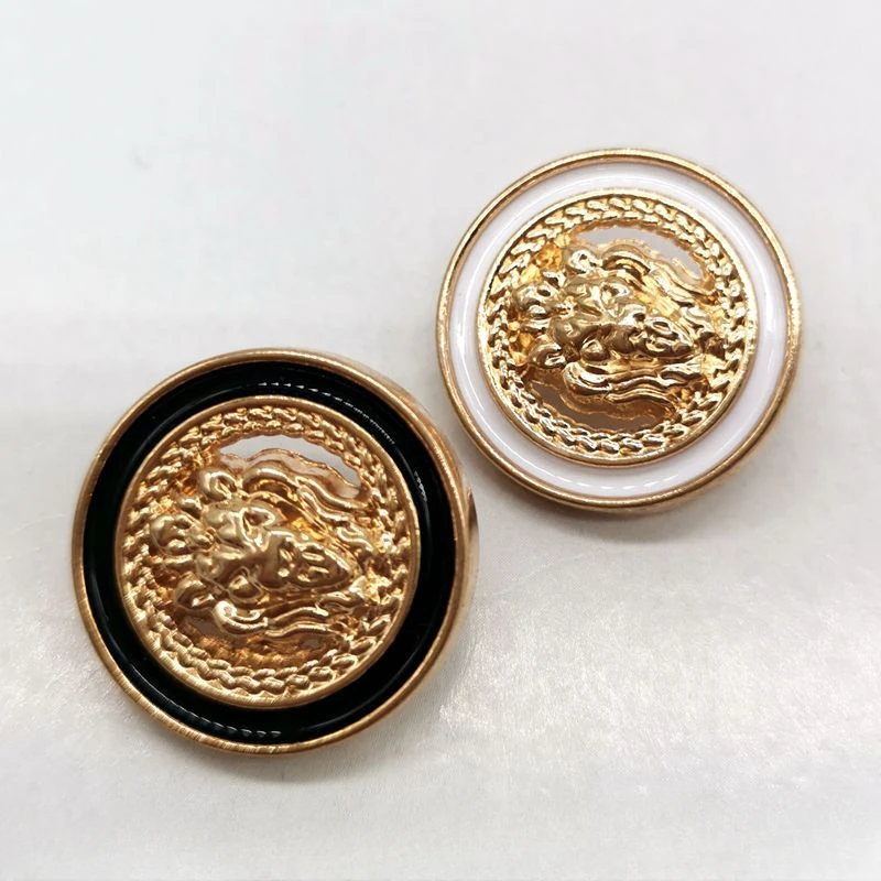 New Product Lion Head Buttons Gold Color Hollow Metal Shank Buttons DIY Clothing Decorative Buttons 10 Pieces