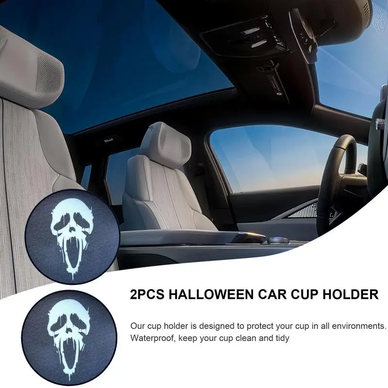 Halloween Coasters For Drinks Cup Coaster Drink Car Mat Horror Character Non-Slip Car Coasters Universal Halloween