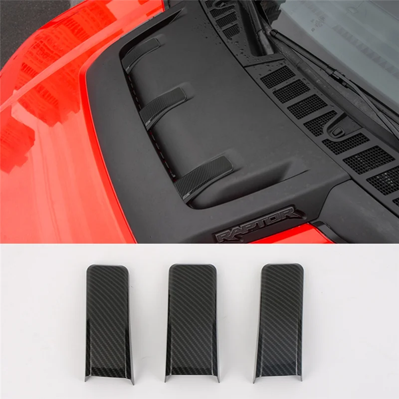 For Ford F150 Raptor 2021 2022 2023 Hood Scoop Air Vent Cover Trim Accessories ABS Carbon Fiber