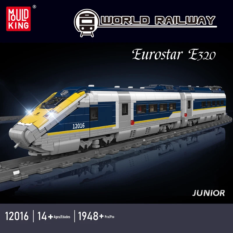 Molde rei 12016 trem técnico brinquedos o rc eurostar e320 bloco de construção montagem locomotiva tijolo conjunto crianças presente natal