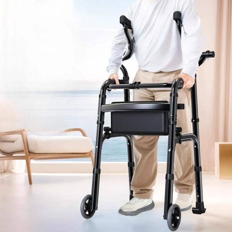 Arm Walker Aid Foldable Double for Elderly People Walking Rehabilitation Station Frame Fitness Equipment Walkers for Disabled