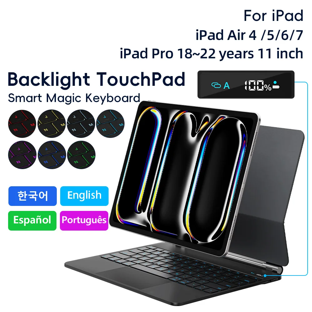 

Чехол Magic Keyboard для iPad Pro 11 дюймов 2018-2022 гг. для iPad Air 4 Air 5 Air 6 Air 7 11-дюймовый чехол поколения Smart Cover