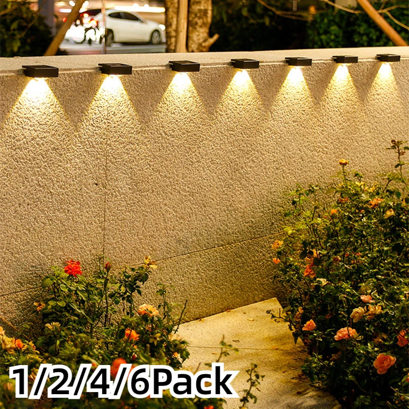 1/2/4/6Pack LED Solar Step Lamp Path Stair Outdoor Garden Lights Waterproof Balcony Light Decoration for Patio Stair Fence Light