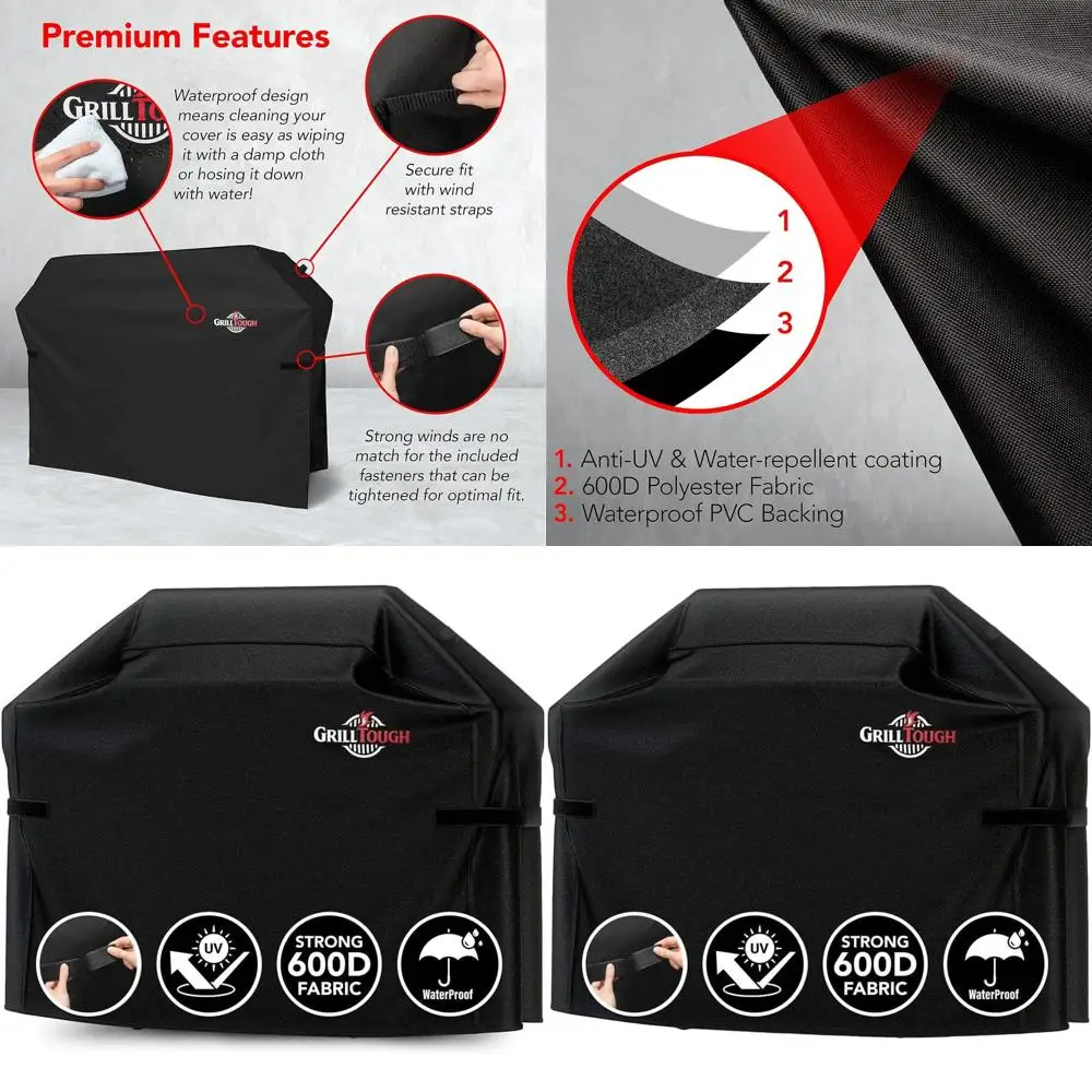 

Heavy Duty BBQ Grill Cover for Outdoor Grill, 60 Inch – Waterproof, Weather Resistant, UV & Fade Resistant with Adjustable Strap