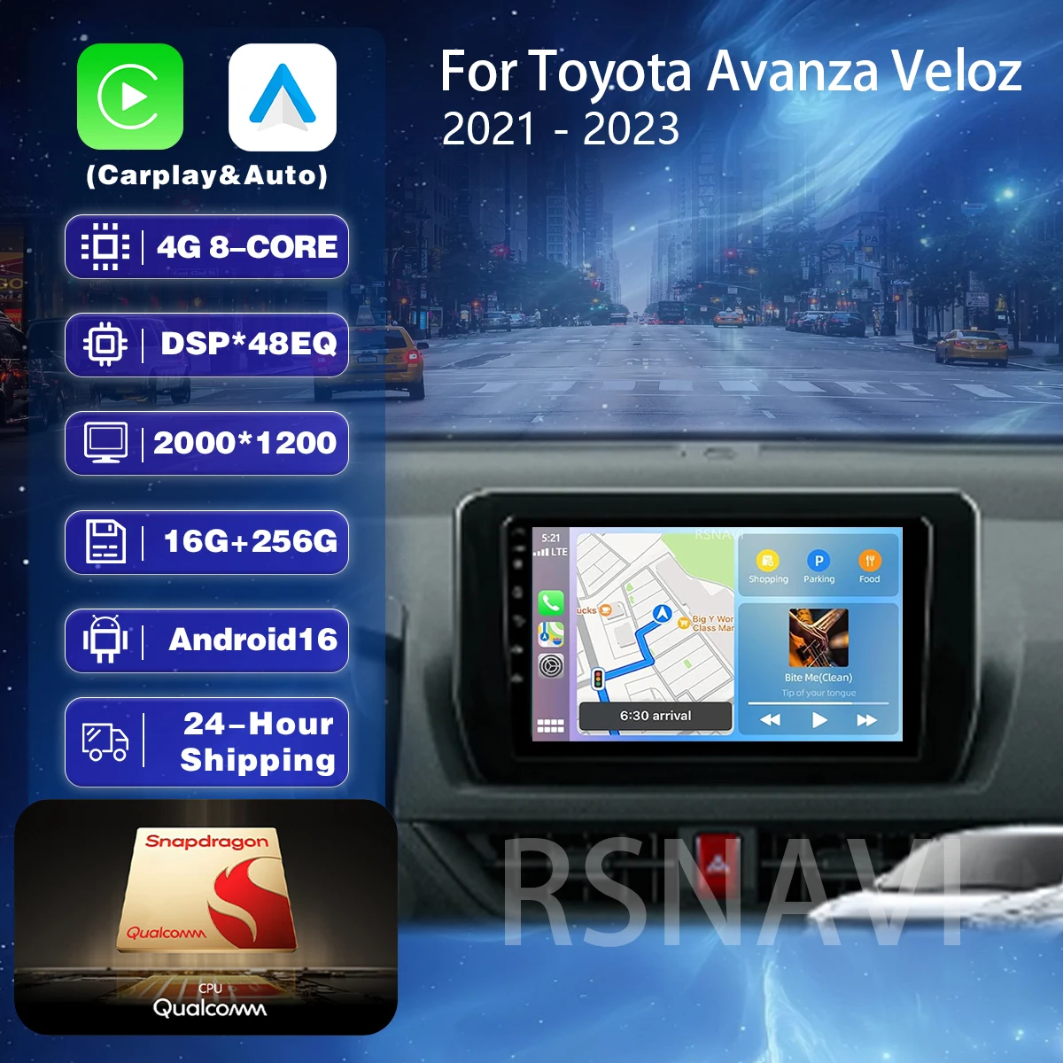 Plug and Play Android 16 Carplay Auto Qualcomm Screen Car Radio Player For Toyota Avanza Veloz 2021 - 2023 DSP Multimedia Stereo