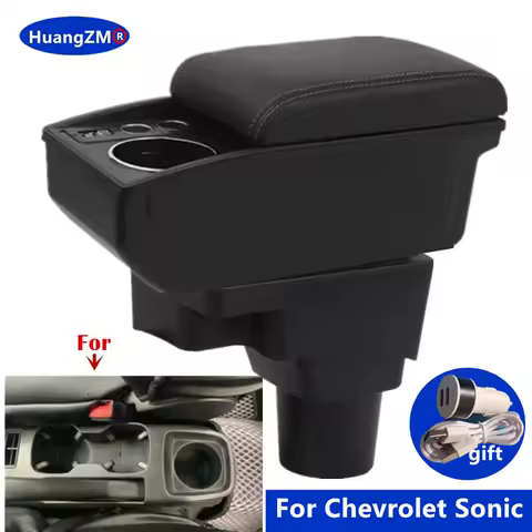For Chevrolet Sonic Armrest Box For Chevrolet Aveo Lova T250 T300 Car Armrest double-layer storage Box Retrofit Car Accessories