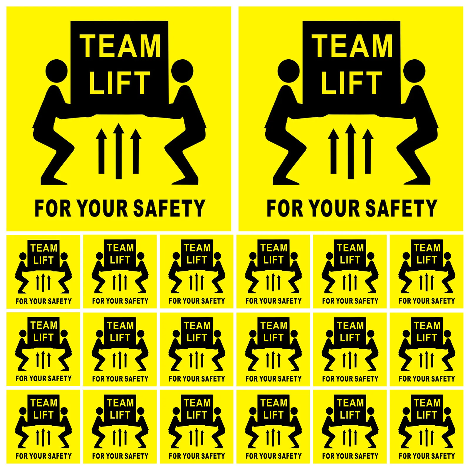 

200Pcs Team Lift Warning Stickers Heavy Object Shipping Labels Self-Adhesive Caution Signs for Loading Dock Factory Hospital