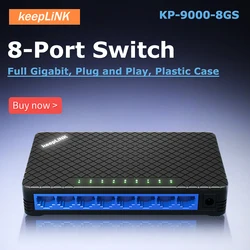 KeepLiNK conmutador Ethernet de red no gestionado de plástico de 8 puertos Gigabit