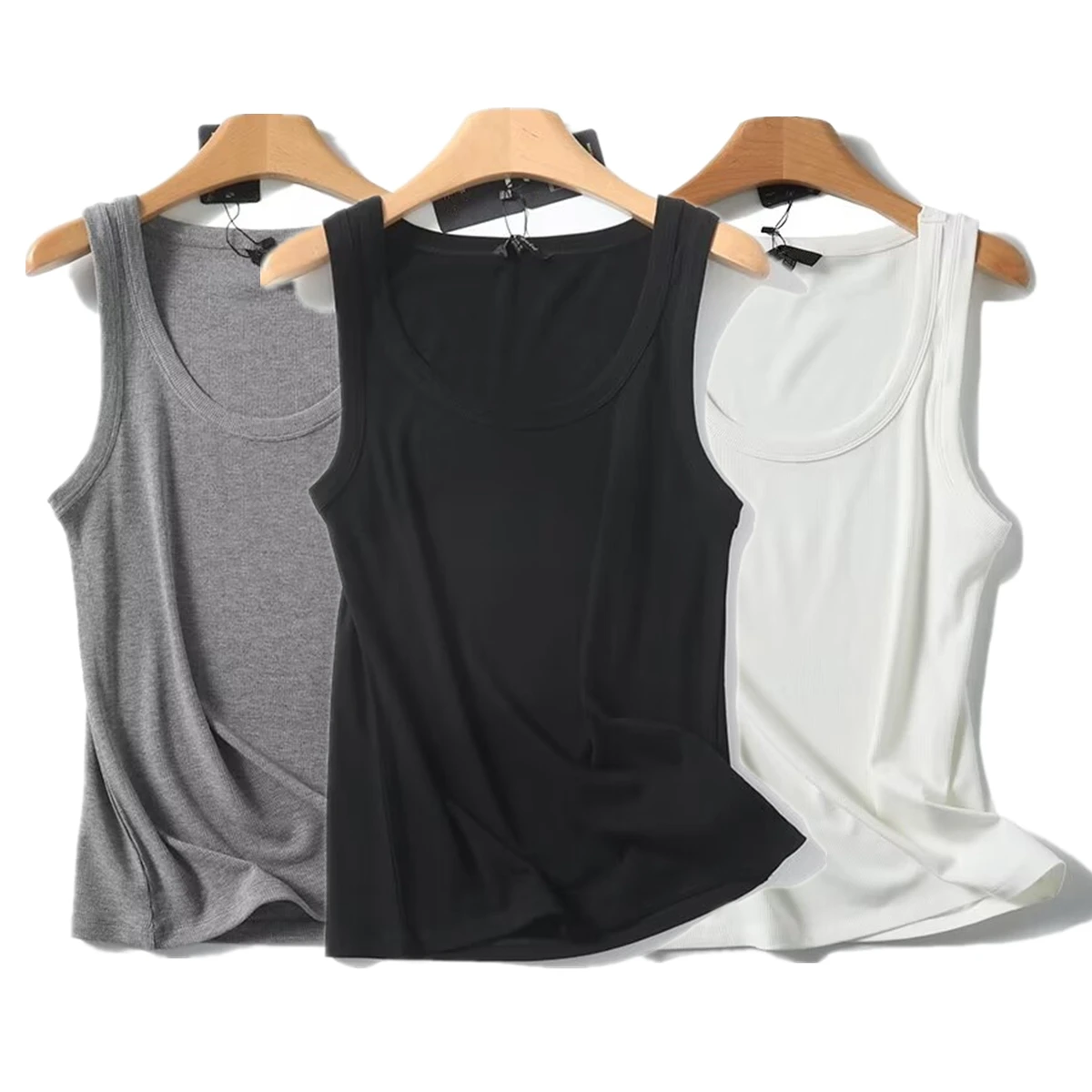 

Withered Nordic T-shirts Women Minimalist Ribbed Vest T-shirt For Women Solid Slim Fit Summer Basic Tank Tops