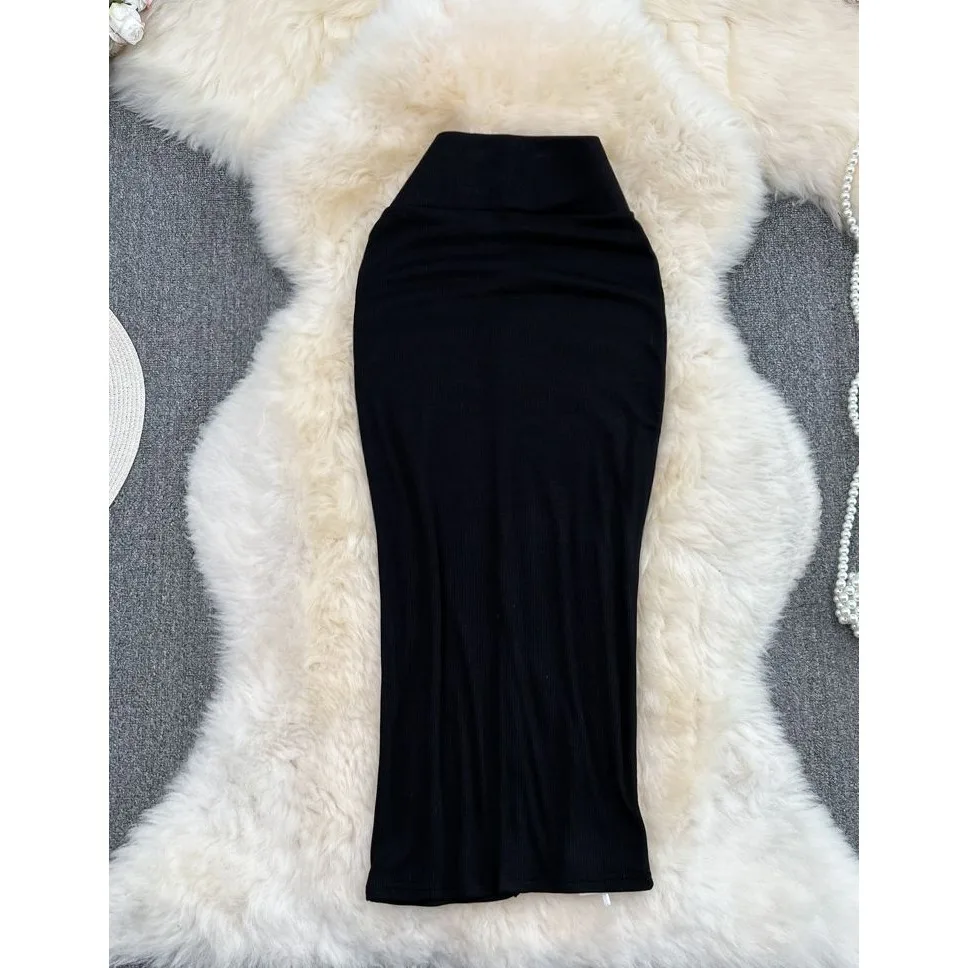 Summer New High Waist Slimming Mid-Length Over-Knee Ba Split Fi Tail f Skirt Women's Flavor Dongda Gate Sle Casual S...