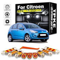 TPKE 11Pcs Canbus For Citroen C3 2 MK2 2010 2011 2012 2013 2014 2015 2016 LED Interior Map Dome Trunk Light Kit Car Accessories