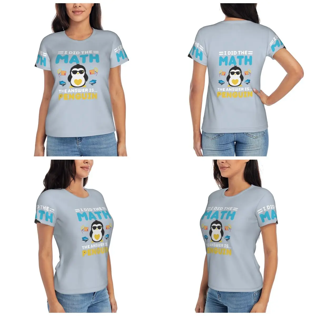 I Did The Math The Answer Is Penguin Funny Mathematician T-Shirt for Women Crew Neck Streetwear T Shirts Women's Short Sleeve