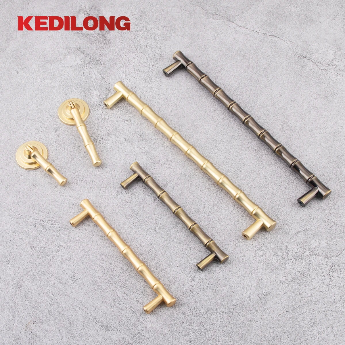 5Pcs manufacturer sells directly bronze bamboo handle furniture hardware kitchen cabinet drawer gold handle knob