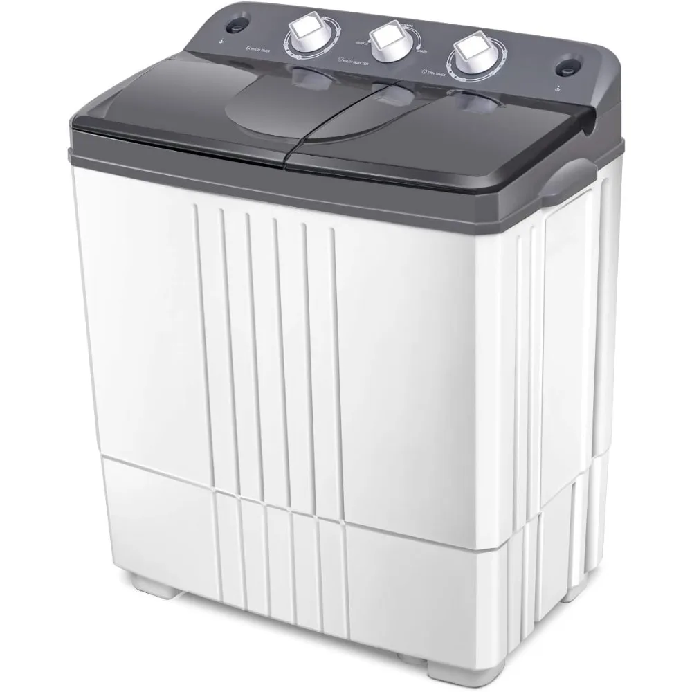 Semi-automatic Washer, 12Lbs Washing And 8Lbs Spinning Combo, separate timer & selection and spin timer, Portable Laundry Washer