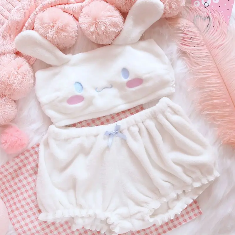 Kawaii Sanrios Pajama Set Lingerie Bra Sexy Loungewear Anime Kuromi My Melody Cinnamoroll Cute Cartoon Birthday Gift