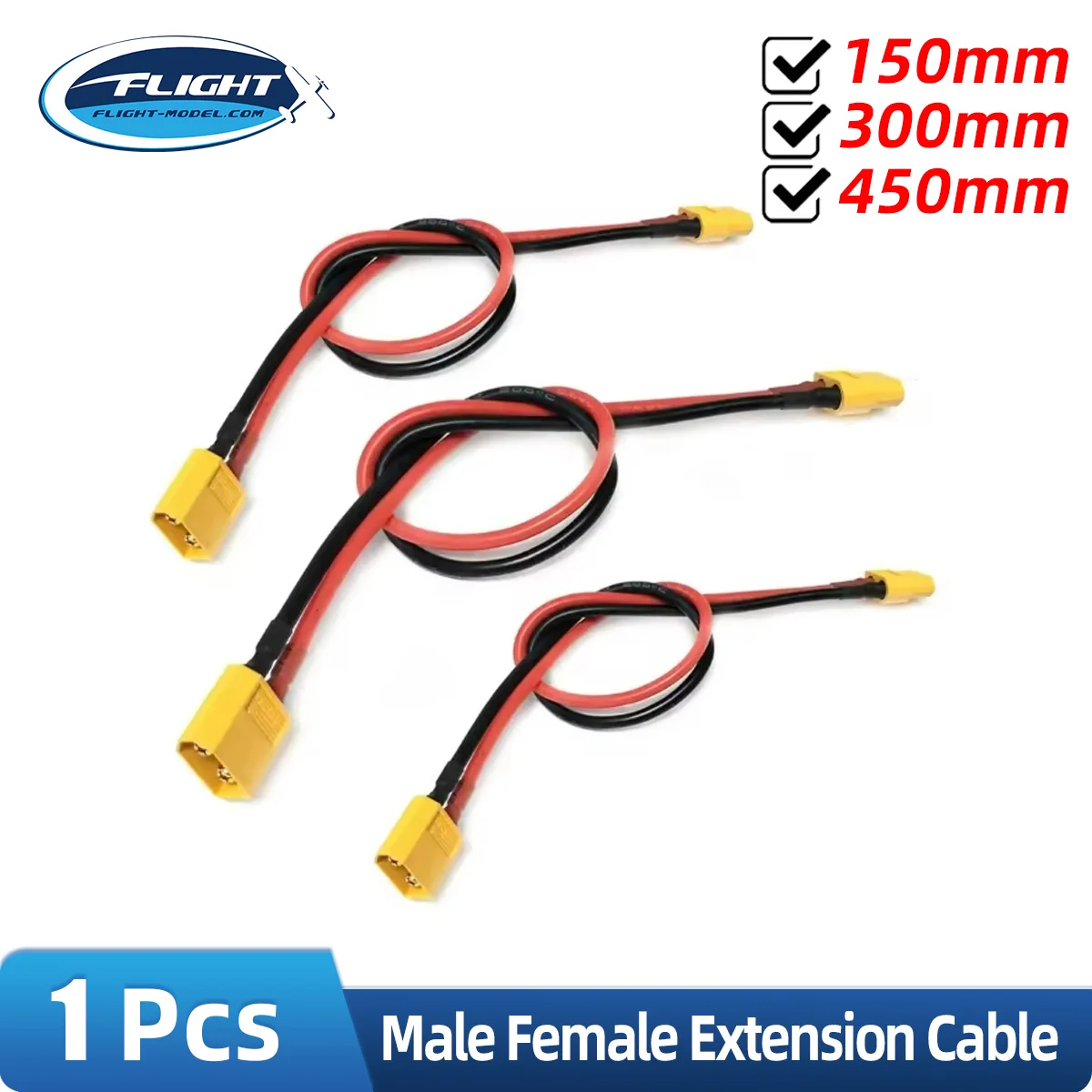 150mm 300mm 450mm XT60 14AWG Male Female Extension Cable Battery Connector Soft Silicon Wire for RC Model Aircraft