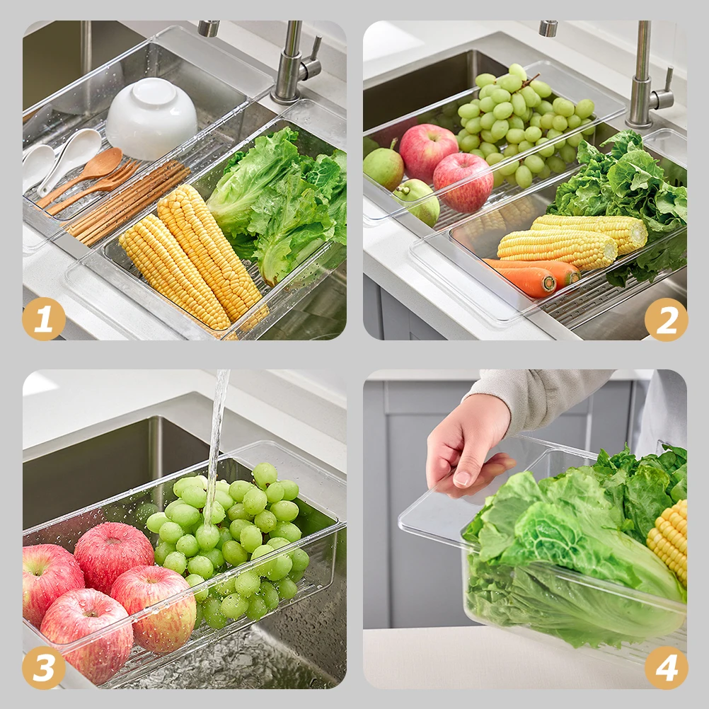 

Drain Basket Wash Draining Filter Sink Strainer Kitchen Double-layer Essentials Drainage Multi-functional Home Use Washing