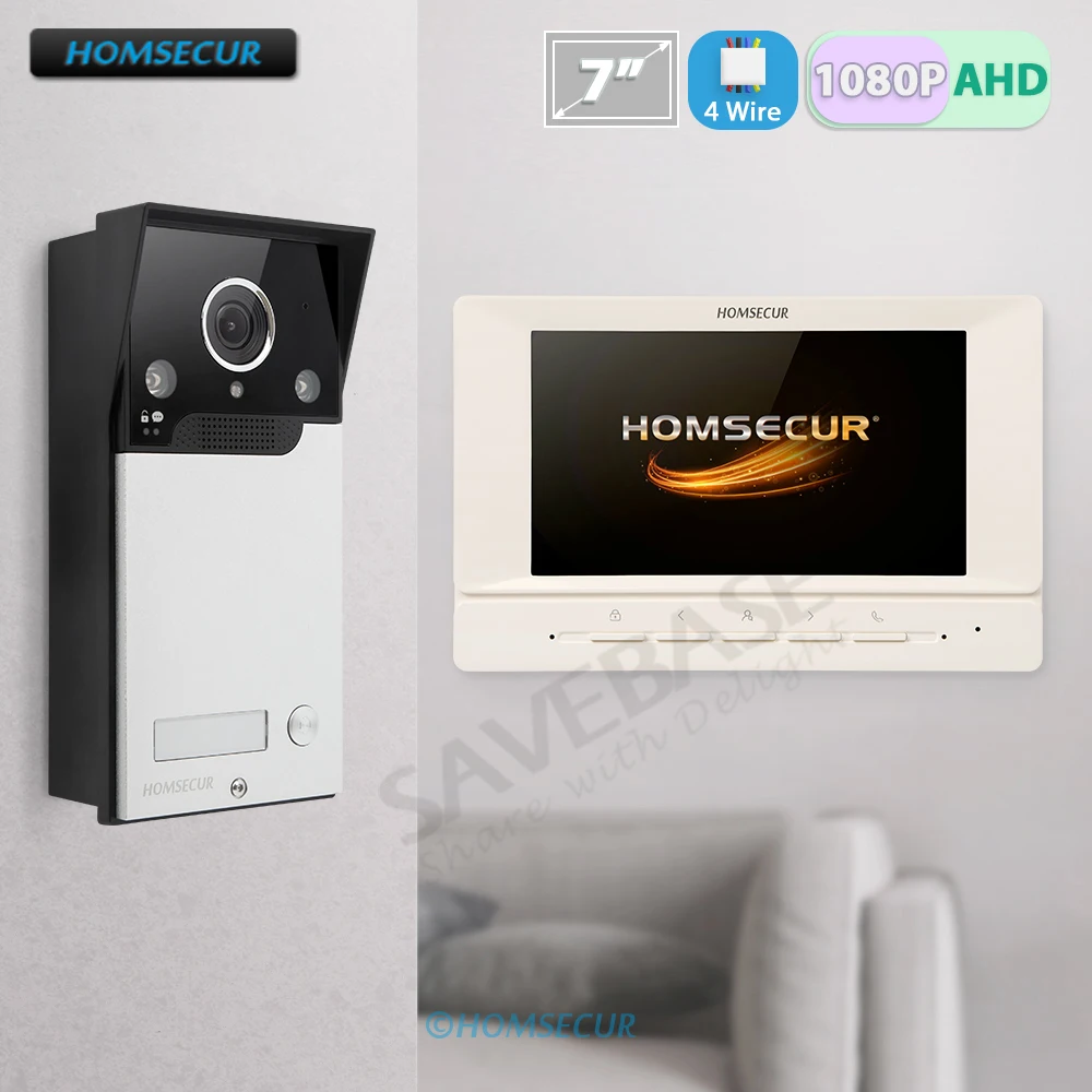 

4-проводной HD 1080P 7-дюймовый видеодомофон с громкой связью, домофонная система, водонепроницаемая камера дверного звонка, запись с моменталом, режим отключения звука для дома