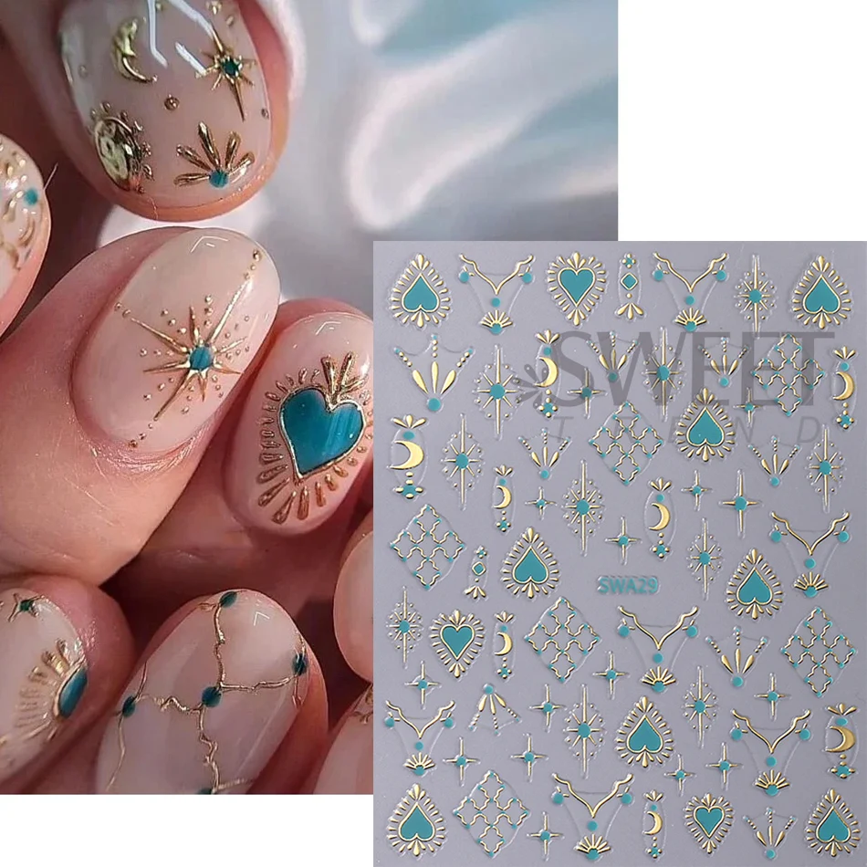 3/5pcs Bronzing Star Sun Moon - огляд і ціна Nail Art Maroon