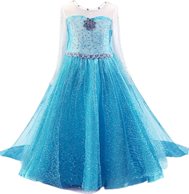 Elsa Dress for Girls Long Sleeve Carnival Party Kids Cosplay Dress Birthday Vestidos Snow Queen Halloween Costume for Kids