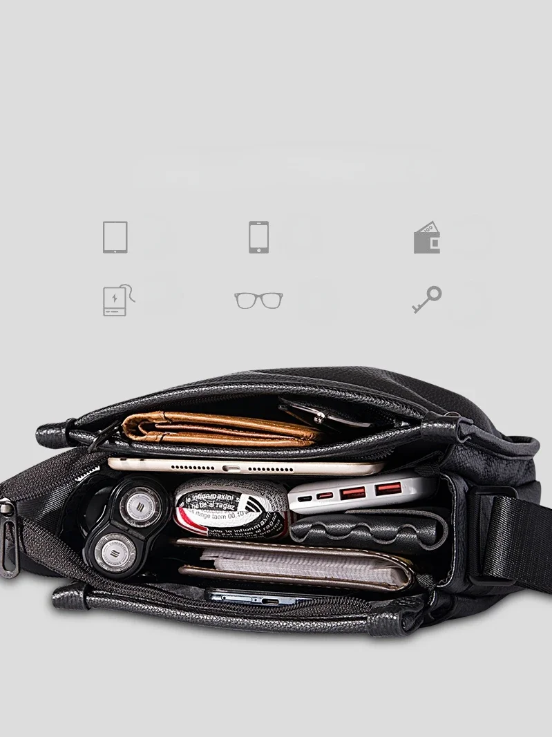 Imagem -05 - Bjiax-bolsa de Couro Masculino de Camada Superior Bolsa Tiracolo Casual de Couro Premium Viajante Bolsa de Ombro para Celular