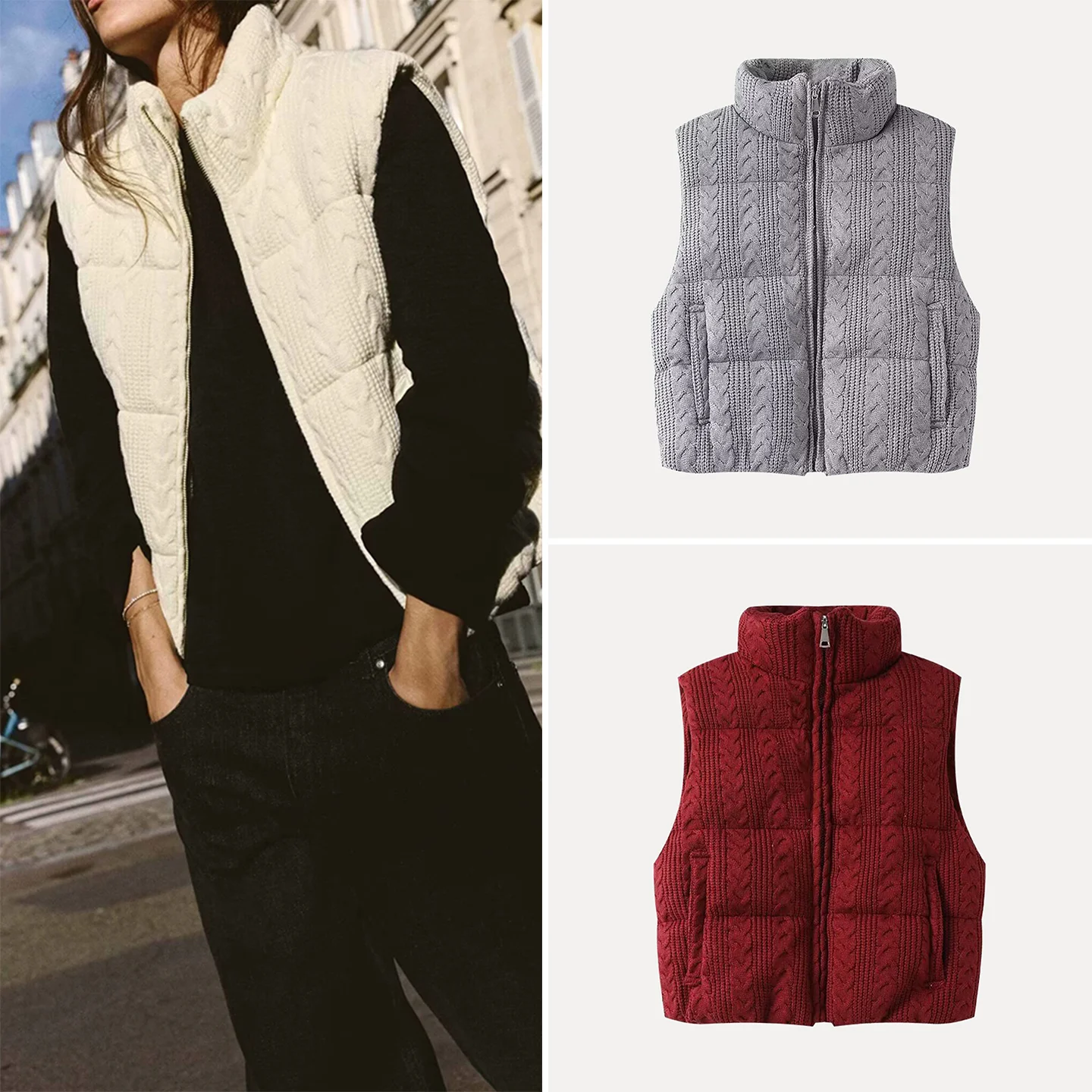 

Z 2025 New Faion Personali, хлопковый жилет, вязаный женский жилет, универсальный, удобный, на молнии, цветной, для поездок на работу