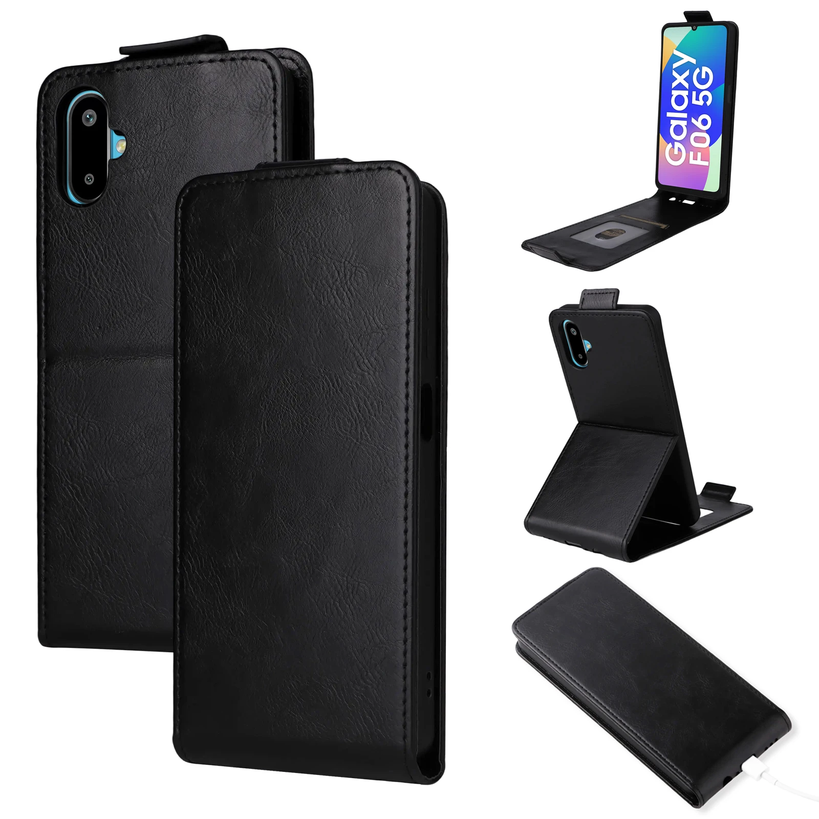 

For Samsung Galaxy M06 5G Flip Vertical Case Retro Smooth Skin Leather Full Cover Card Holder For For Galaxy F06 5G Phone Bags