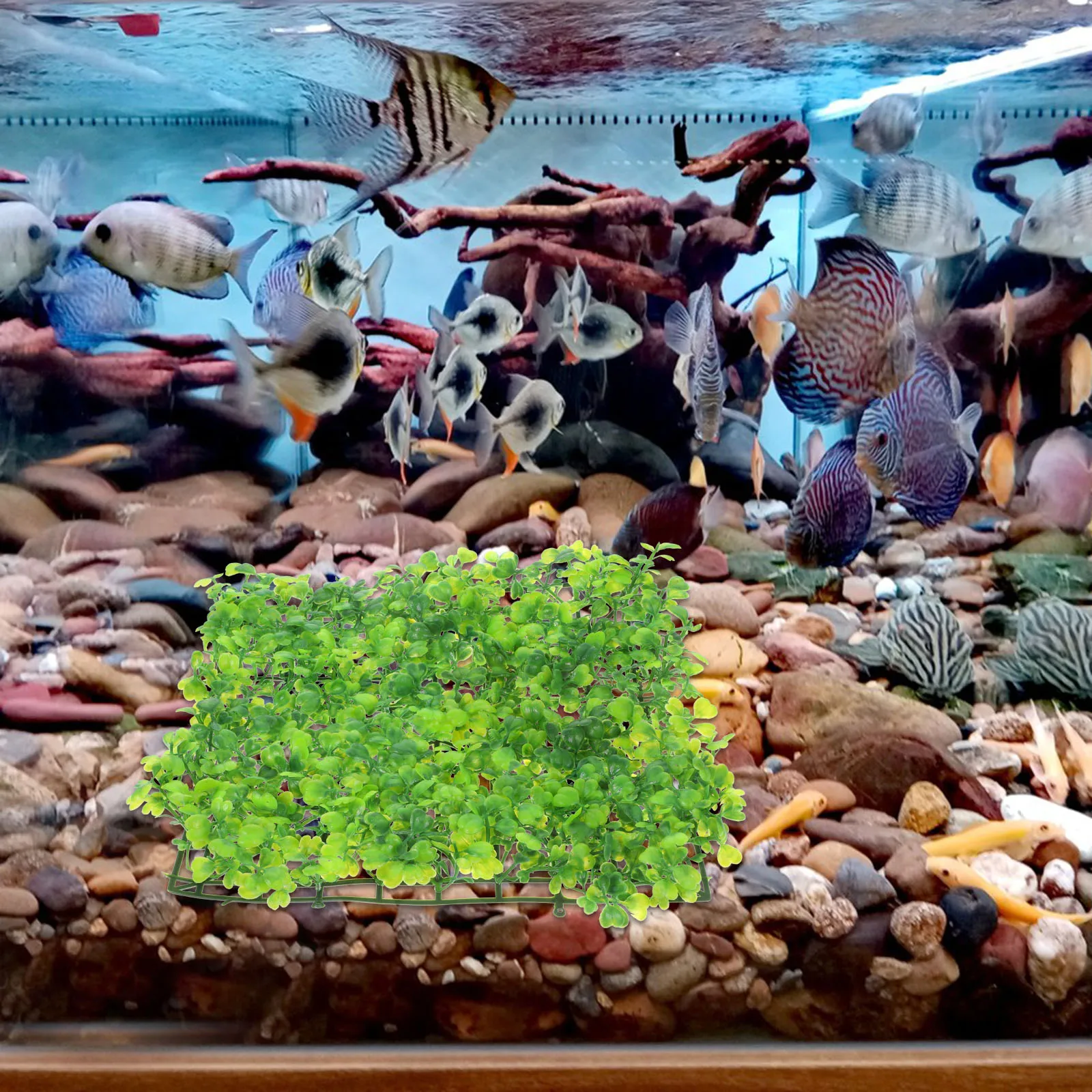 

Artificial Plants Lifelike Fish Tank Aquarium Decoration Gravel Green Lawn Grass Water Plant nament Safe Easy Pet Supplies