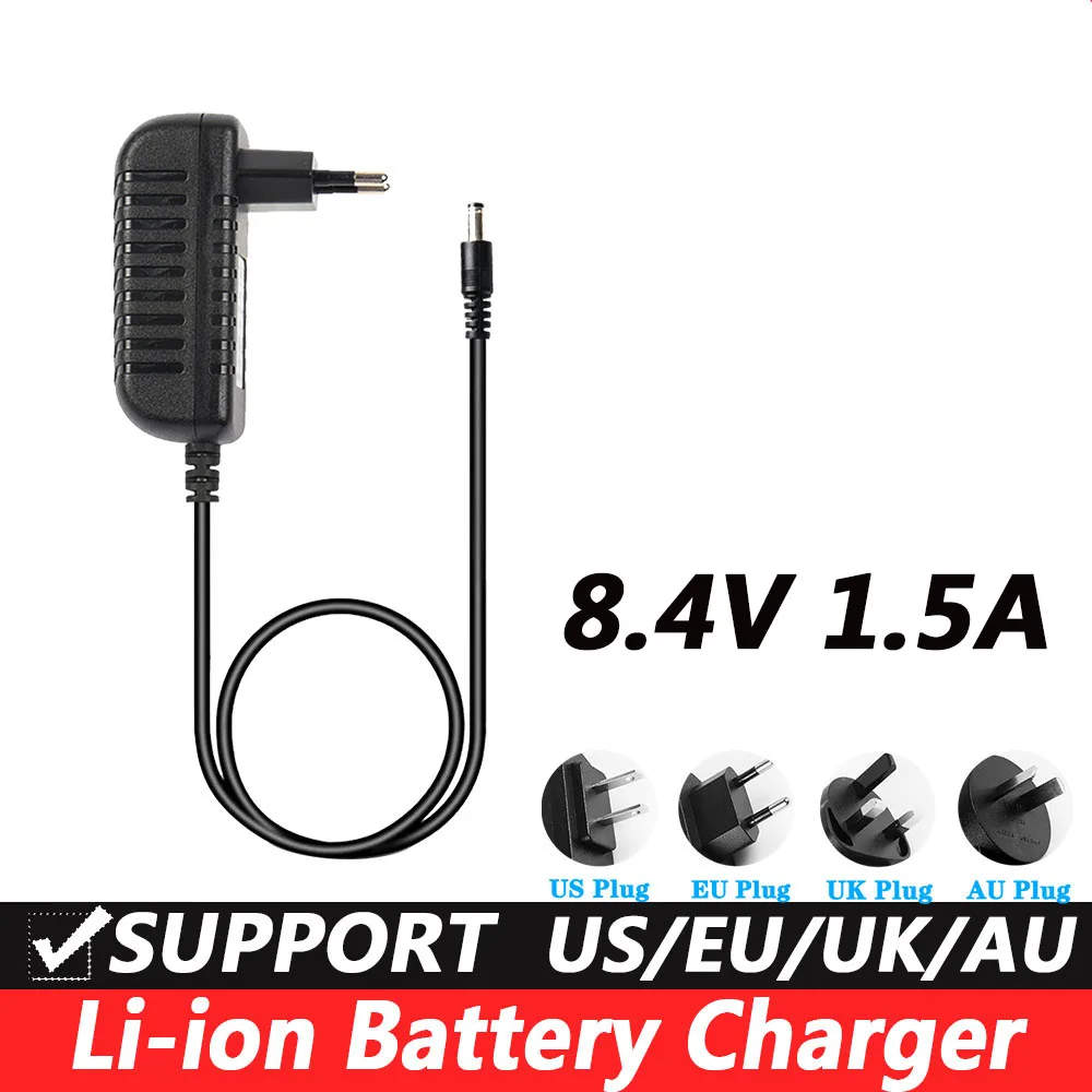 8,4 V 1500MA Lithium-Batterie-Ladegerät 8,4 V 1,5 A Lithium-Batterie Angeln Licht Liion Batterie Elektrowerkzeuge Ladegerät