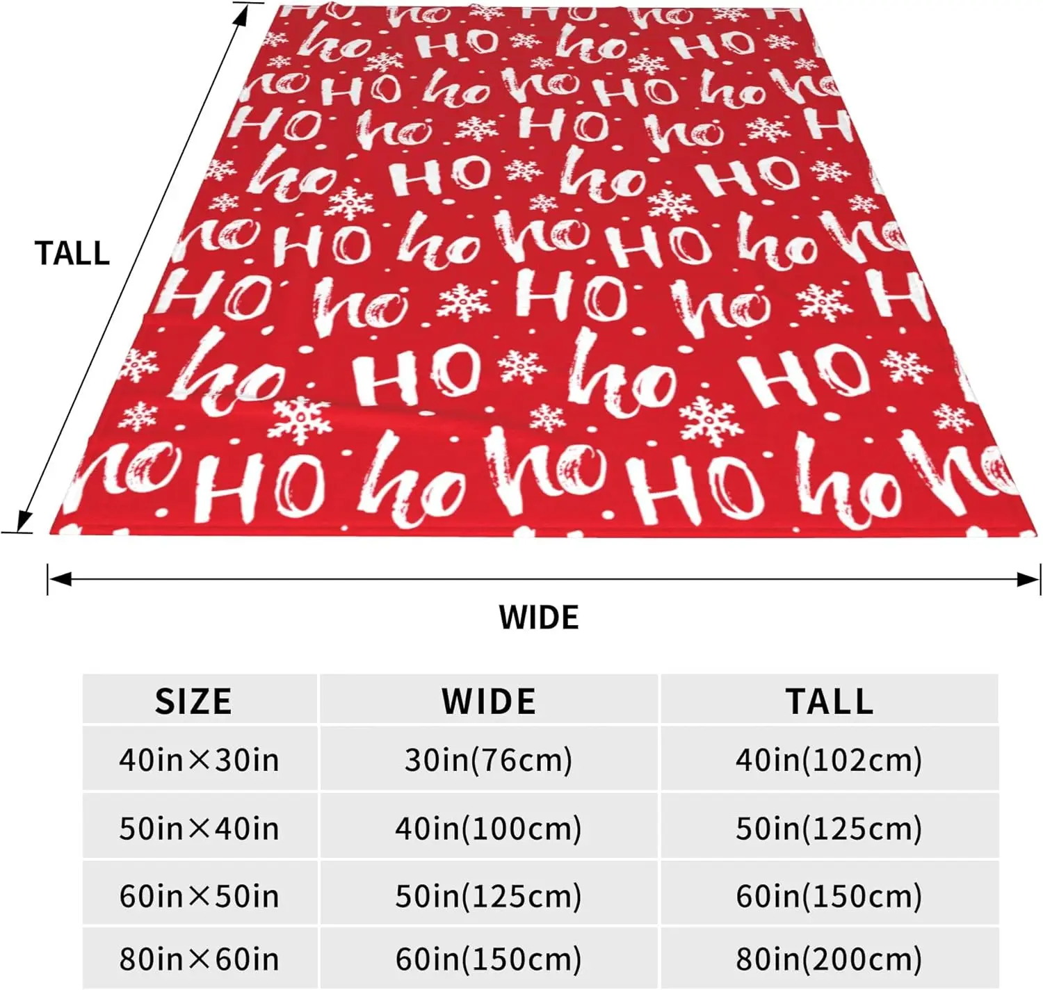 Red Christmas Throw Blankets, Christmas Hohoho Snowflake Soft Blanket Decorative for Home Sofa Couch Chair Living Bedroom,40x50