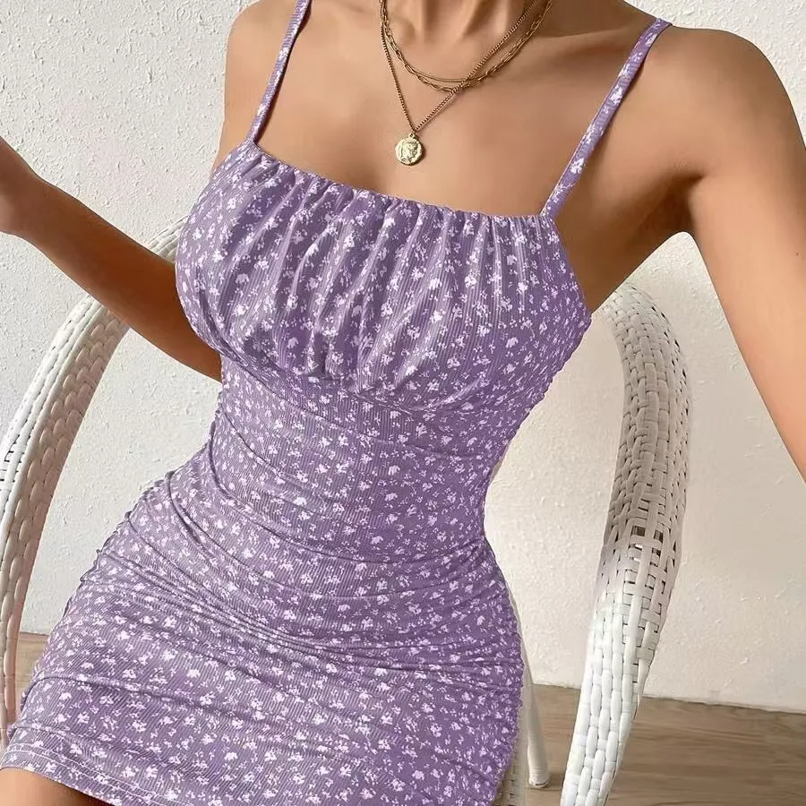 

Элегантная ночная сорочка с цветочным принтом, домашняя одежда, повседневная летняя одежда, короткая юбка на одно плечо