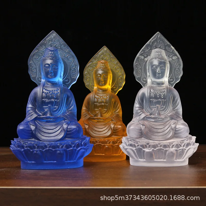 Guanyin Bodhisattva sits on the lotus Guanyin statue, water glazed living room, enshrines the Buddha net bottle, Guanyin  statue