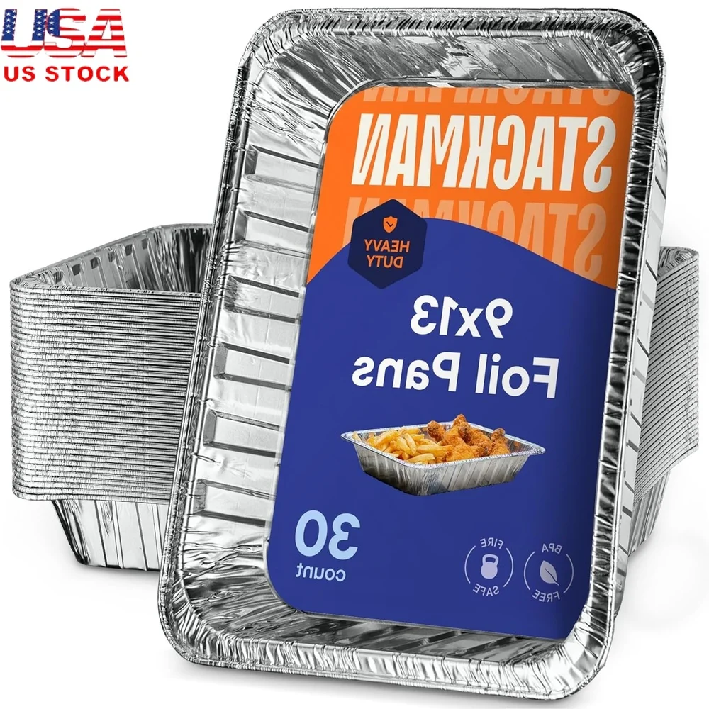 

Disposable Aluminum Foil Pans 9x13 Heavy Duty Baking Trays 30 Pack Half Size Chafing Dishes Roasting Cooking Serving