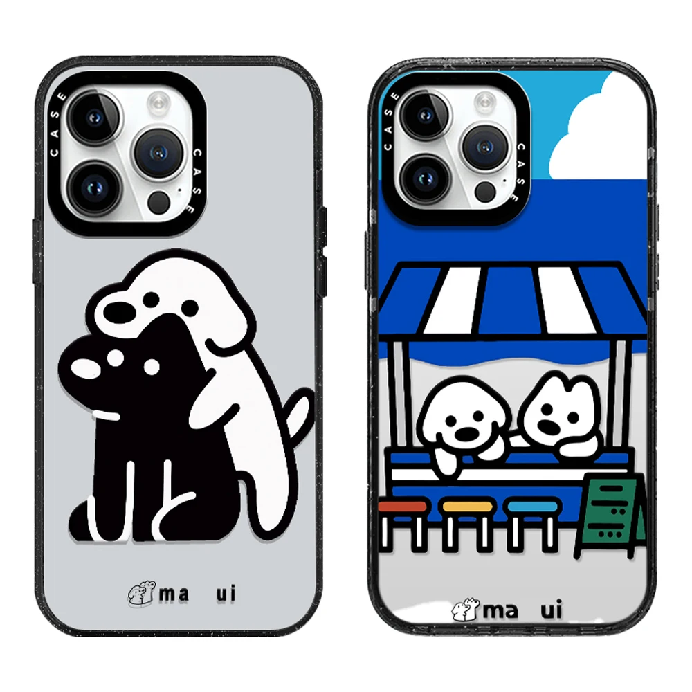 Acrylic Cute White Puppy Christmas Tree Phone Case Cover With MagSafe For iPhone 16 12 1314 15 11 16 Pro Max Plus Anti-drop Case