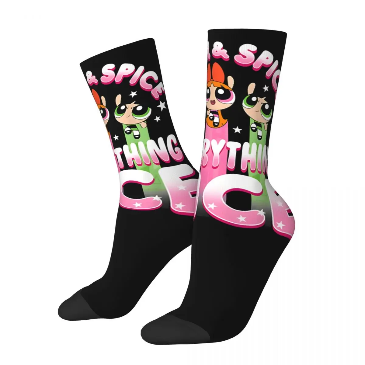 Terrific Men\'s Socks Retro Harajuku Powerpuff Girls Street Style Novelty Casual Crew Sock