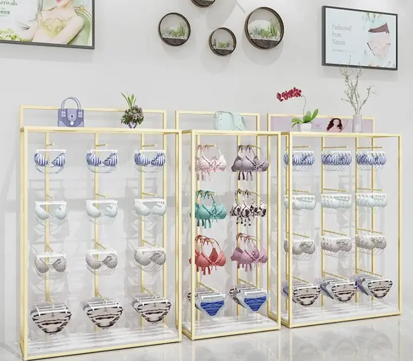 Underwear display rack display cabinet floor-standing double row Nakajima multifunctional detachable bra and panty shelf