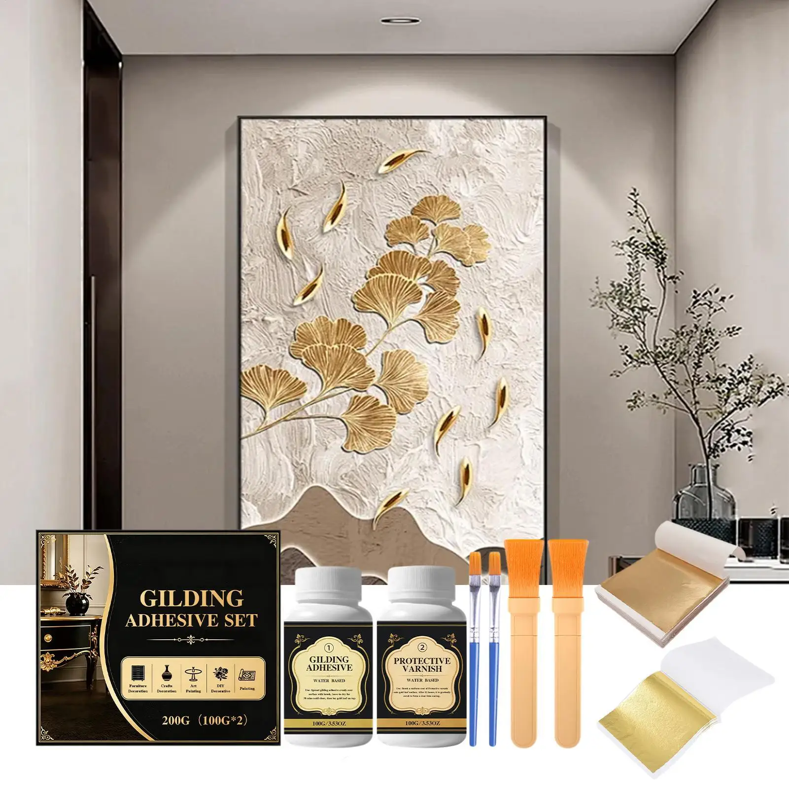 Gilding Adhesive Water-Based Long-Lasting DIY Gilding Crafts Gold Leaf Glue for Home Furniture Jewelry Crafts Art Painting