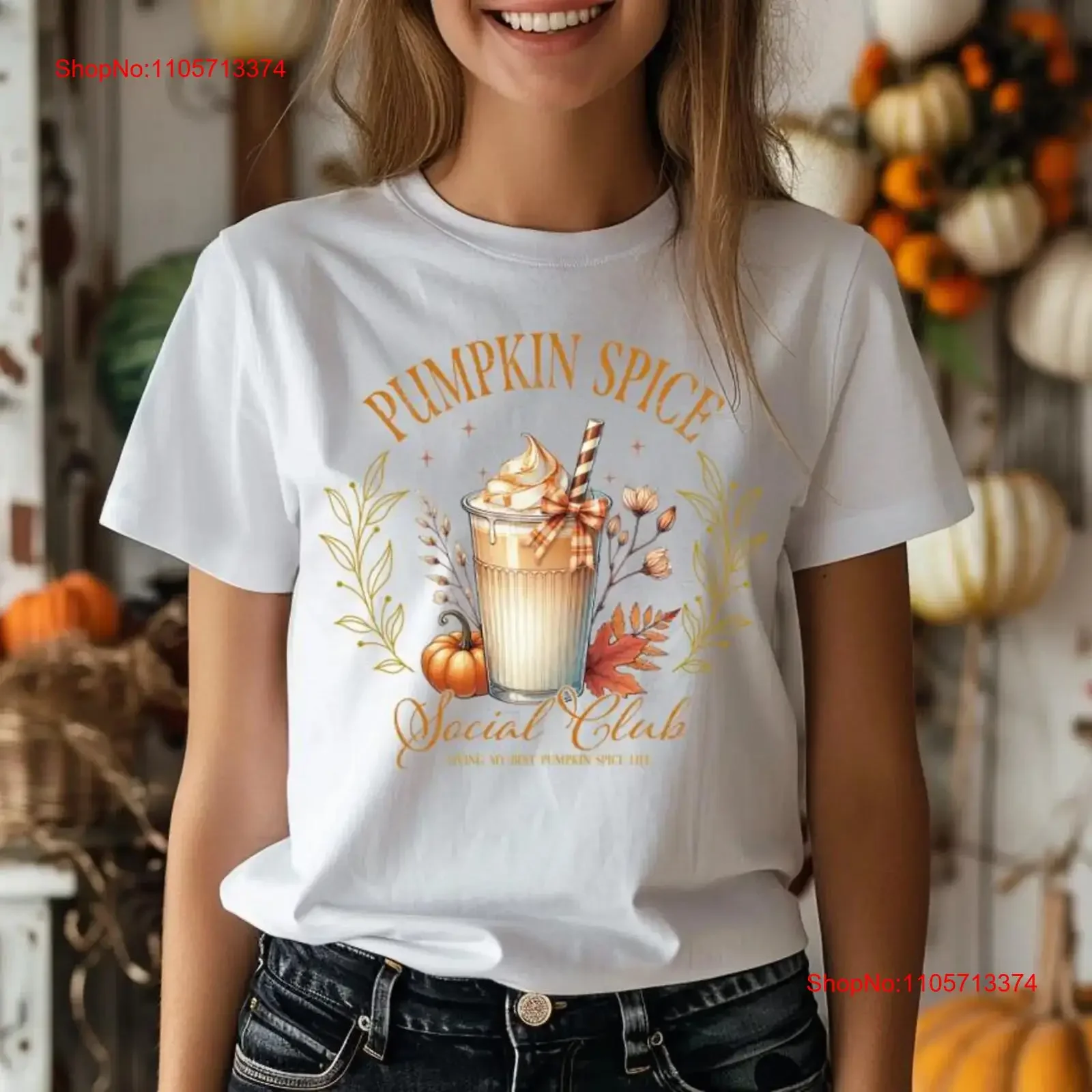 Pumpkin Spice Social Club T Shirt Fall Trendy Season Cotton Patch vintage Washed homme graphic Versatile Breathable Unisex