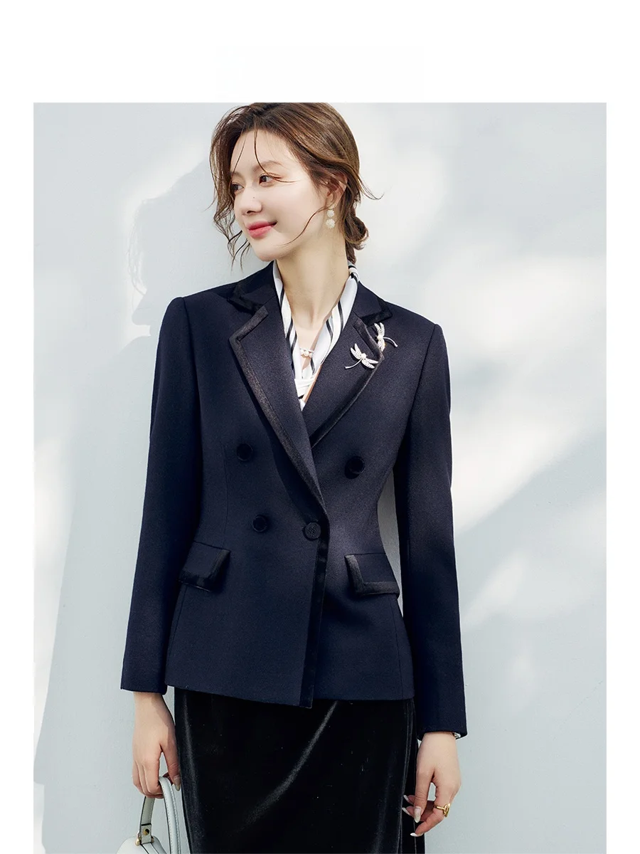 

OffiY Premium Wool Series Autumn Winter Miss Dio Ele Waist-Cinching Busin Godd Suit Jaet Women's Faion