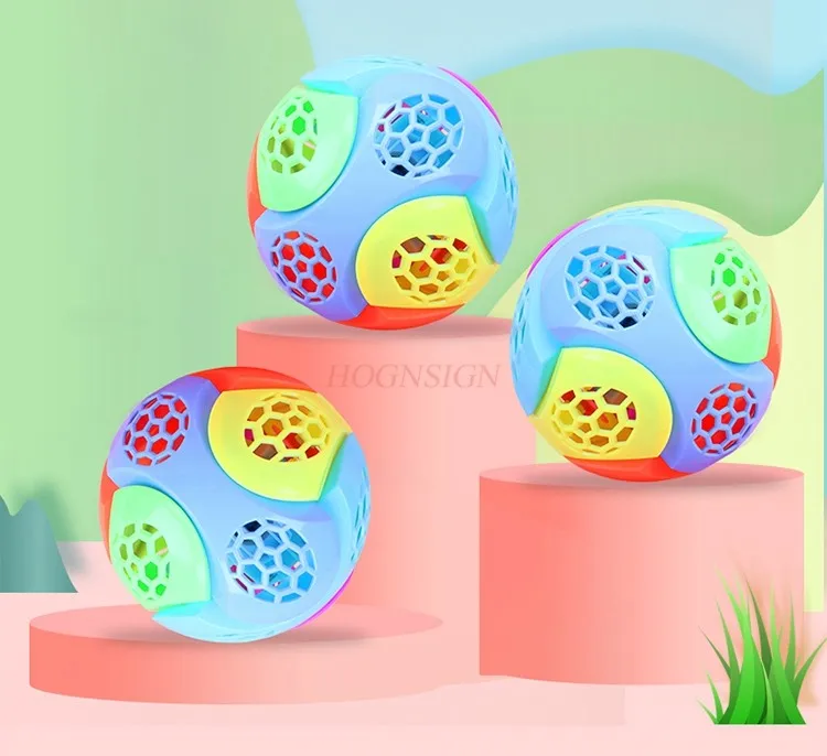 Rompecabezas para niños, conjunto luminoso, pelota que rebota, pelota que rebota elástica con música, bola rodante, flash, juguete eléctrico para bebé