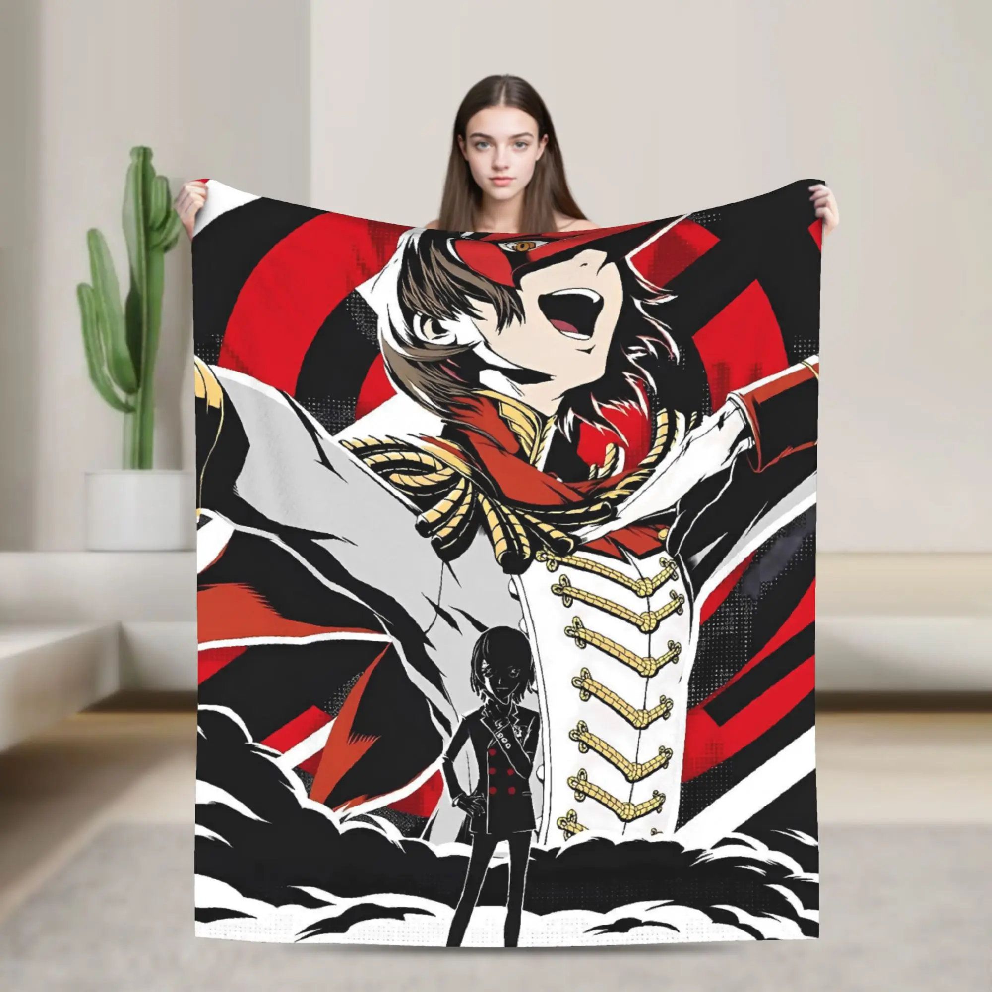 

Теплое мягкое одеяло для пикника в стиле аниме P-Persona 5, фланелевое покрывало для улицы, новинка, чехол для дивана-кровати